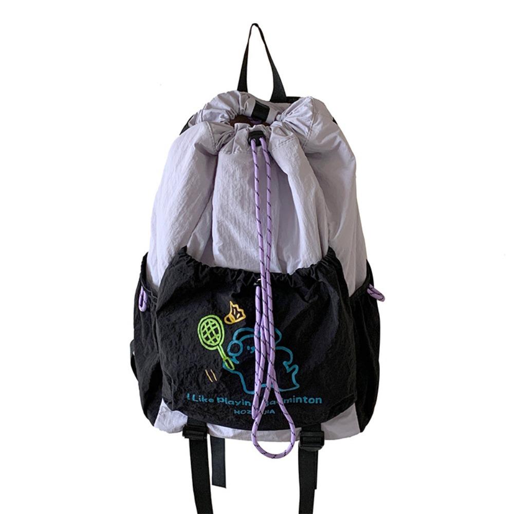 Large Capacity Fitness Shoulder Bag Cartoon Puppy Drawstring Fitness Bag  Women