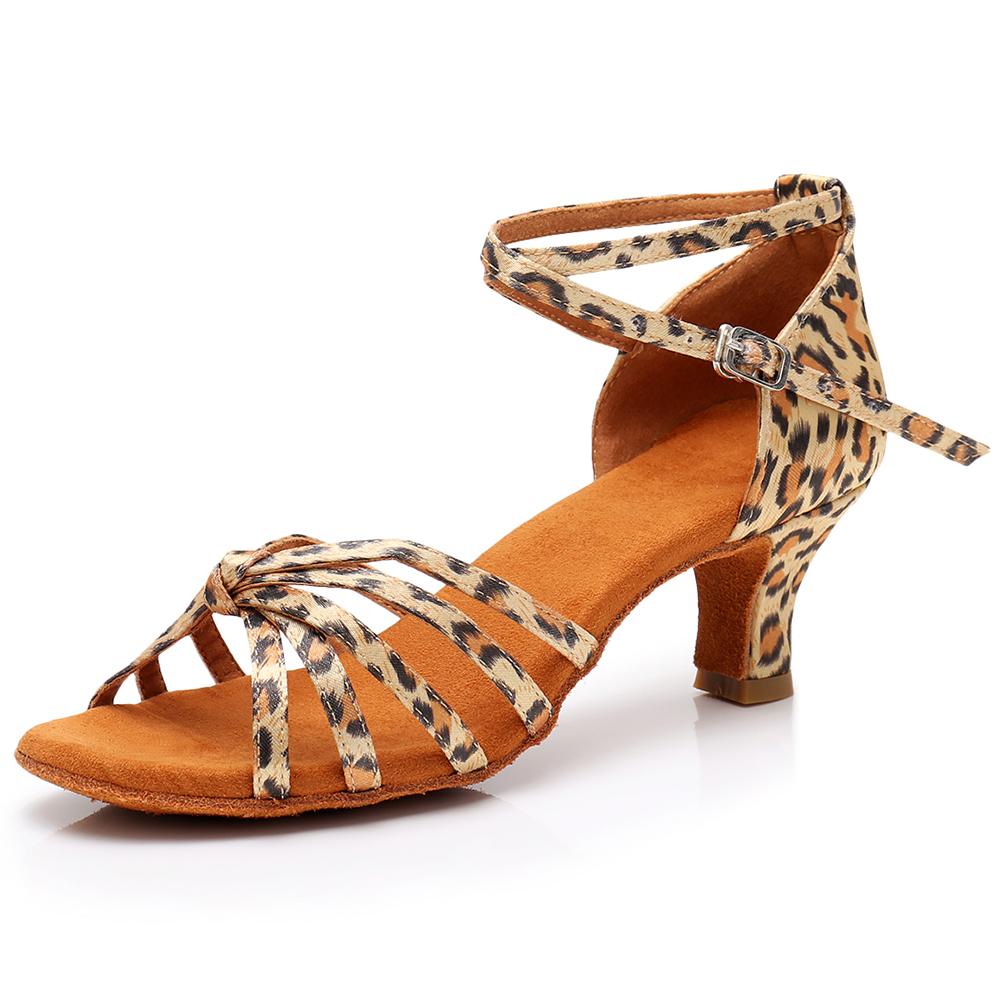 Women Girls Latin Dance Shoes Soft Soled Ladies Salsa Tango Ballroom Dancing Shoes Middle Heel 5CM Indoor
