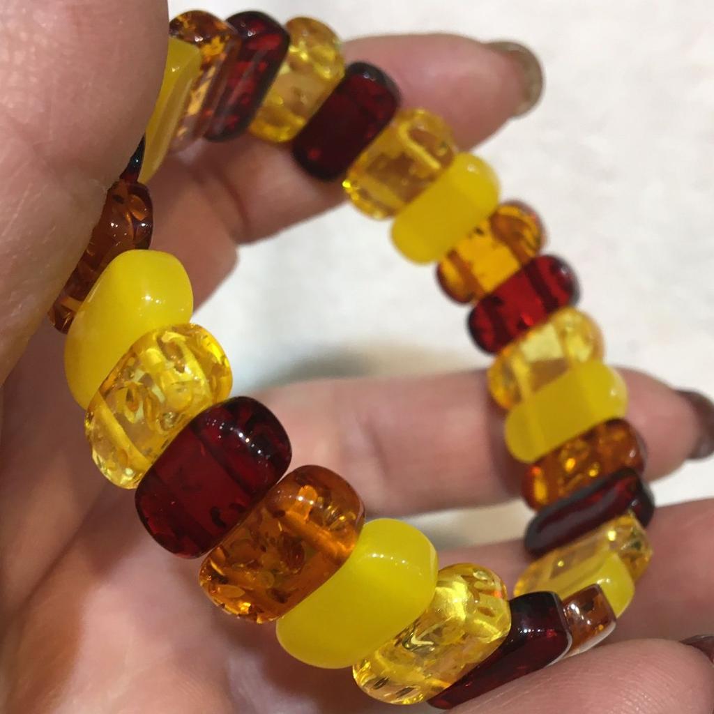 Natuurlijke Kleurrijke Barnsteen Armband Brede Armbanden Mannen Vrouwen Genezende Edelsteen Fijne Sieraden Echte Baltische Bloemen Barnsteen Armbanden