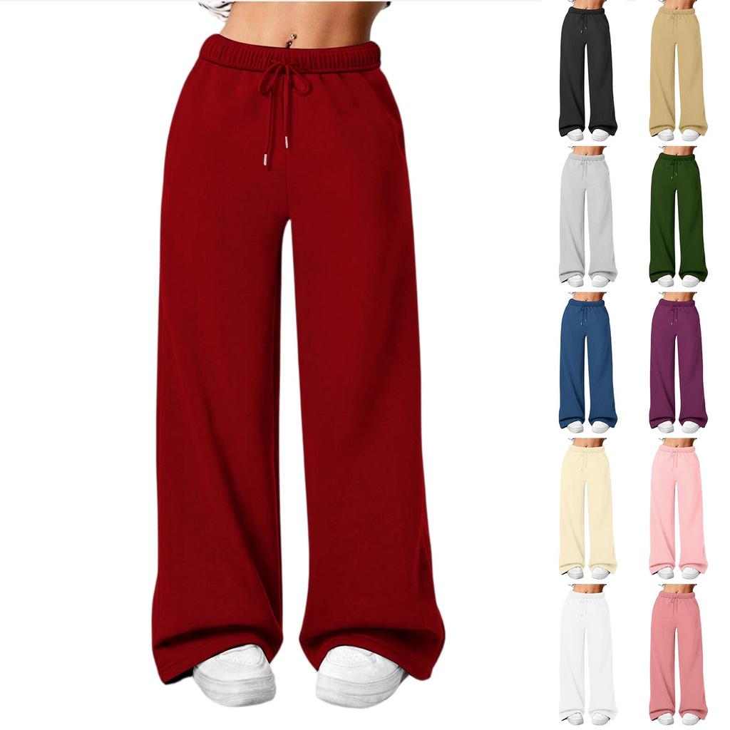 Pantalon de survêtement à jambes larges pour femmes, pantalon de survêtement ample à cordon de serrage à la mode