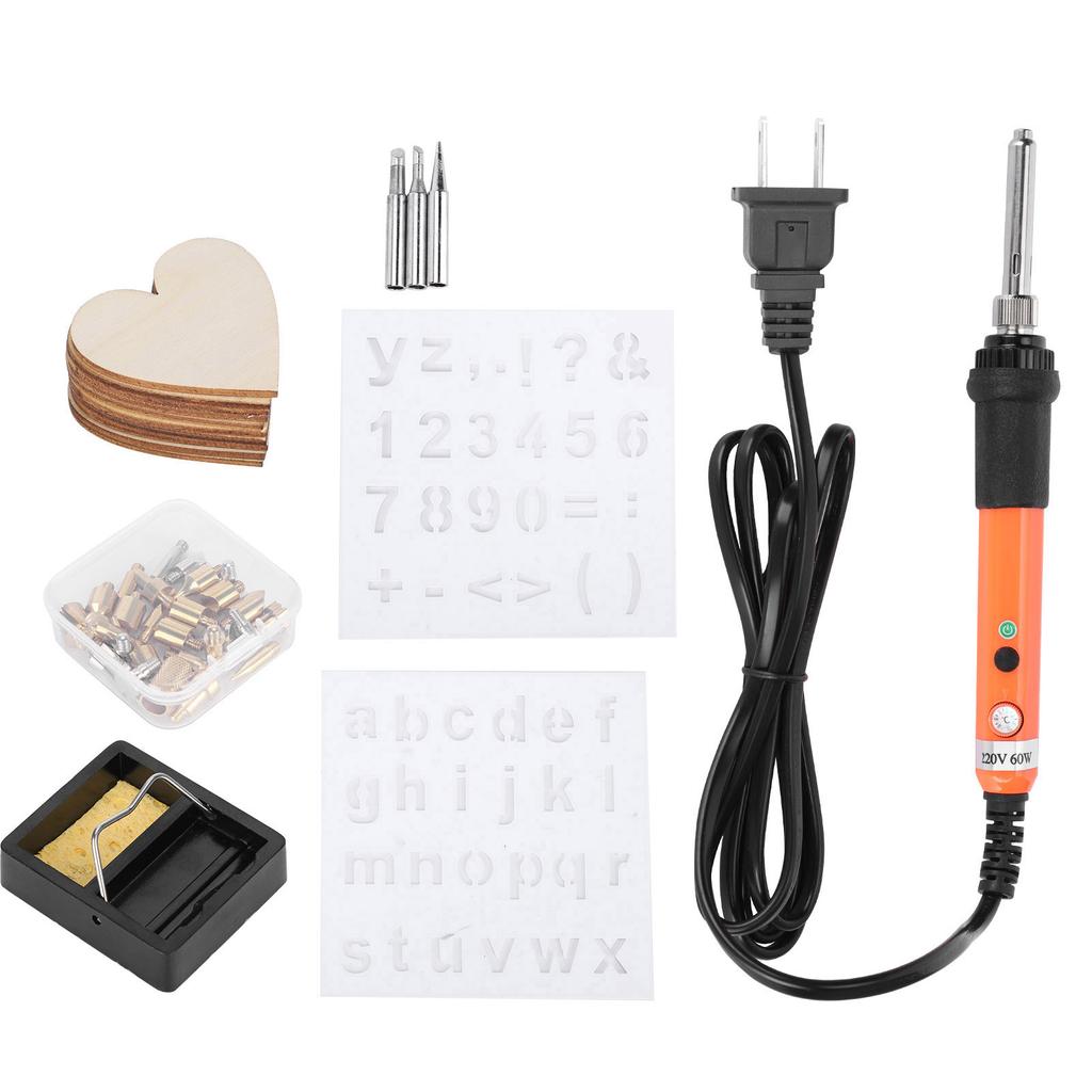 Electric Soldering Iron Set Wood Burning Pen Engraving Carving Pyrography Tool 60WUS Plug 110V