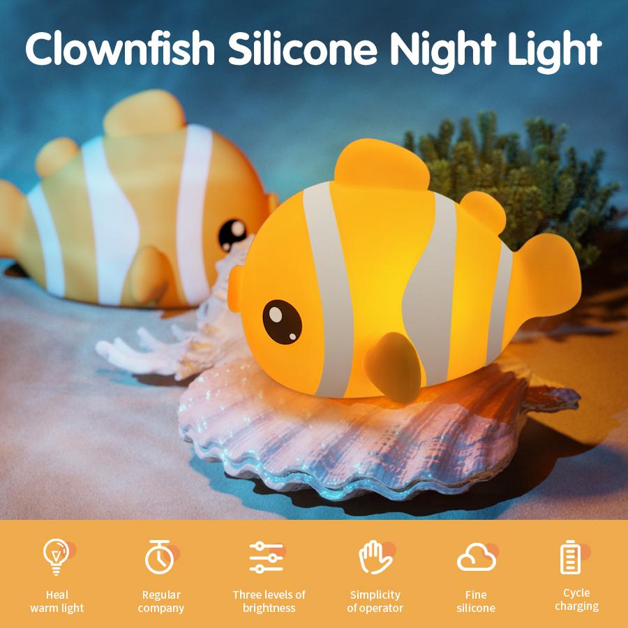 Cute Animal Led Night Light Bedroom Bedside Table Lamp for Nursery Toddler Kids Toy Birthday Gifs Silicone Rechargeable Portable