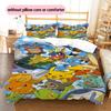 Pokémon Pikachu Eevee Pattern Bedding Home Decoration Birthday Gift (1 * Duvet Cover + 2 * Pillowcase, Without Core)