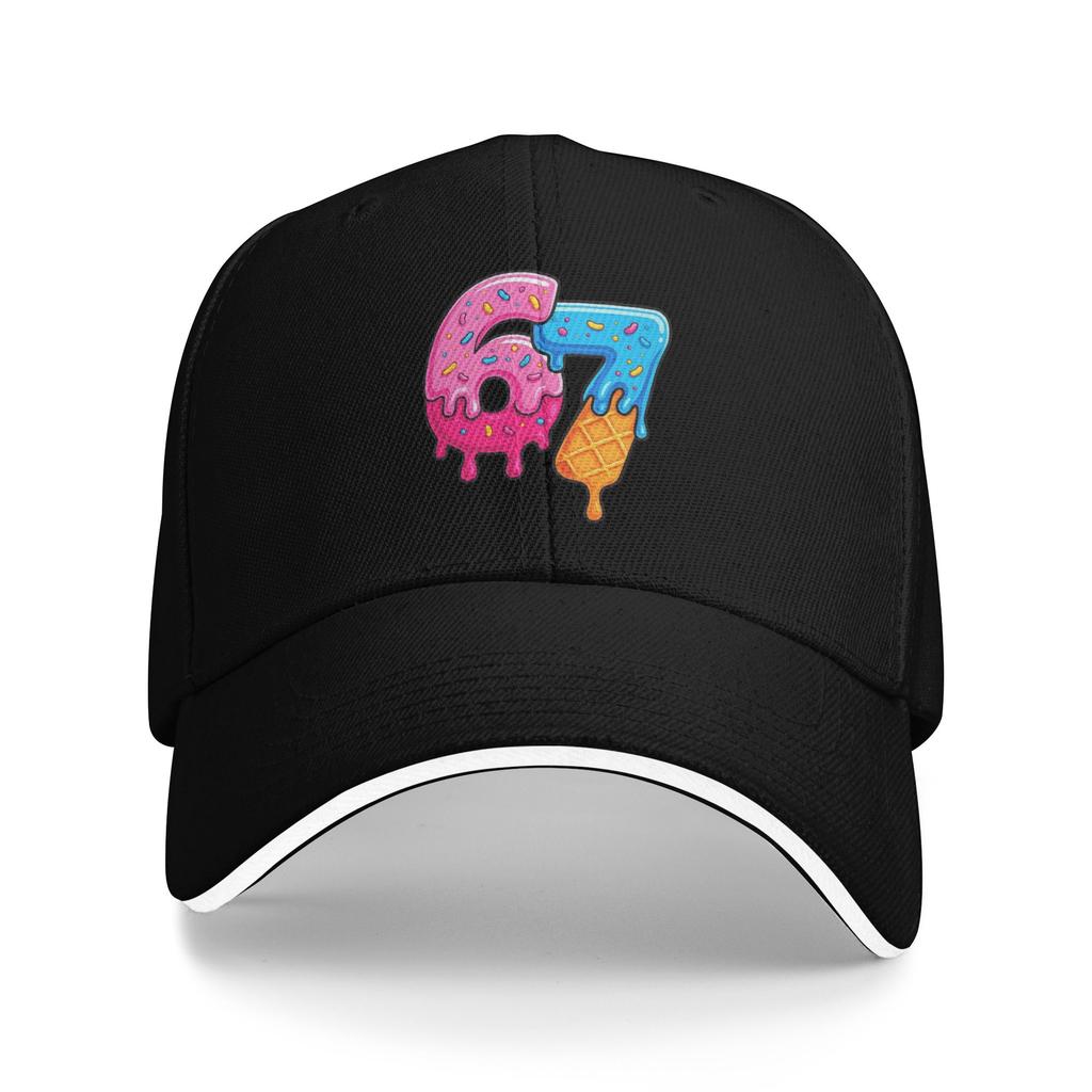 Funny Number Six Seven Ice Cream Drip Meme 67 Sun Baseball Cap Summer Y2k Cute Trucker Hat For Men Outdoor Sport Baseball Caps
