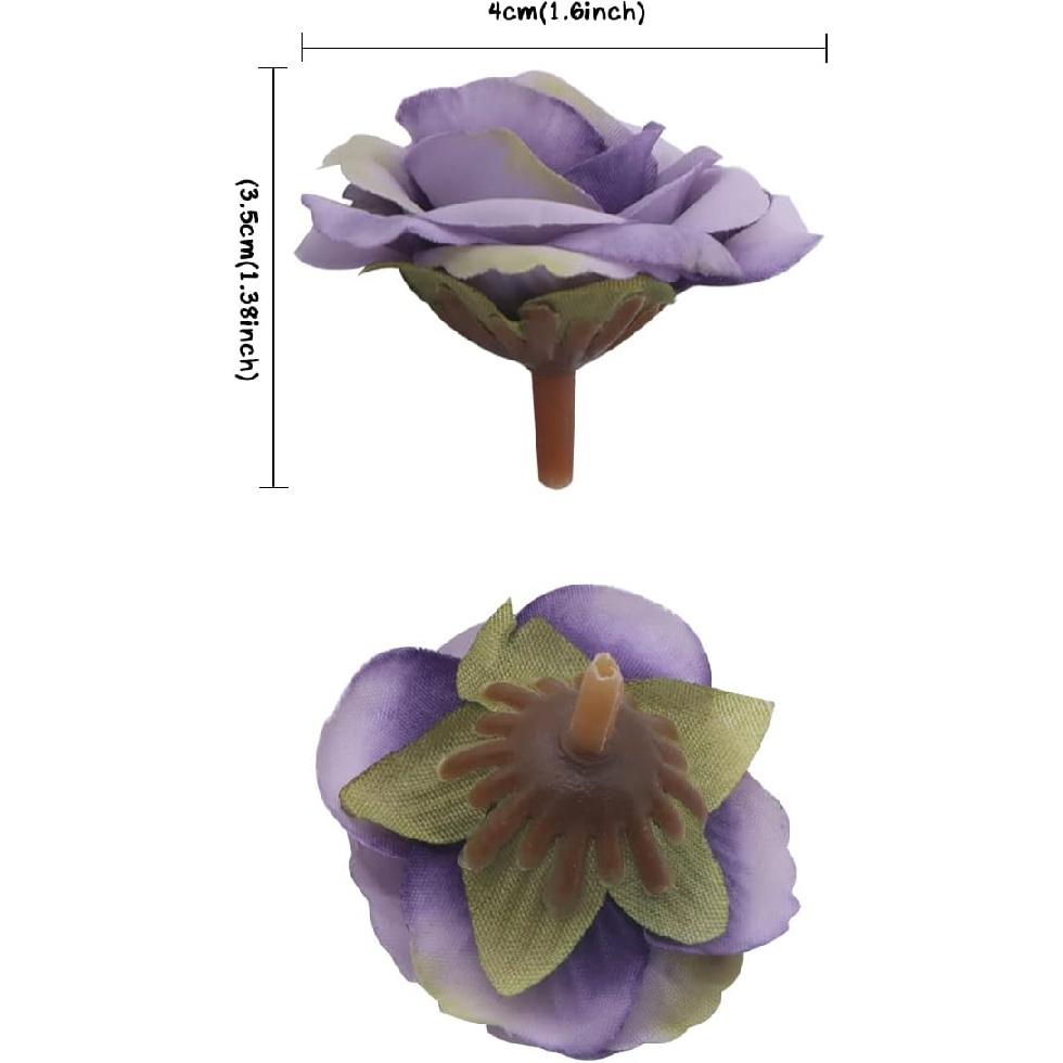 100 Pcs Artificial Rose Flowers Heads Flower Head Artificial Flower Silk Flower for Crown Scrap Wedding Home Decor DIY Garland Headdress