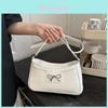Simple Solid Color Bow Decoration Crocodile Texture Women Casual Shoulder Bag For Daily Use