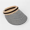Gestreifte Sonnenkappe (Schwarz) / Damen Sommer-Sonnenhut