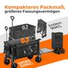 200L+100L Foldable Wagon & Tailgate, 140cm, Extra Wide 17x10 cm All-Terrain Wheels Hand Cart, Ideal for Garden, Shopping, Beach, Outdoor Use (Black)