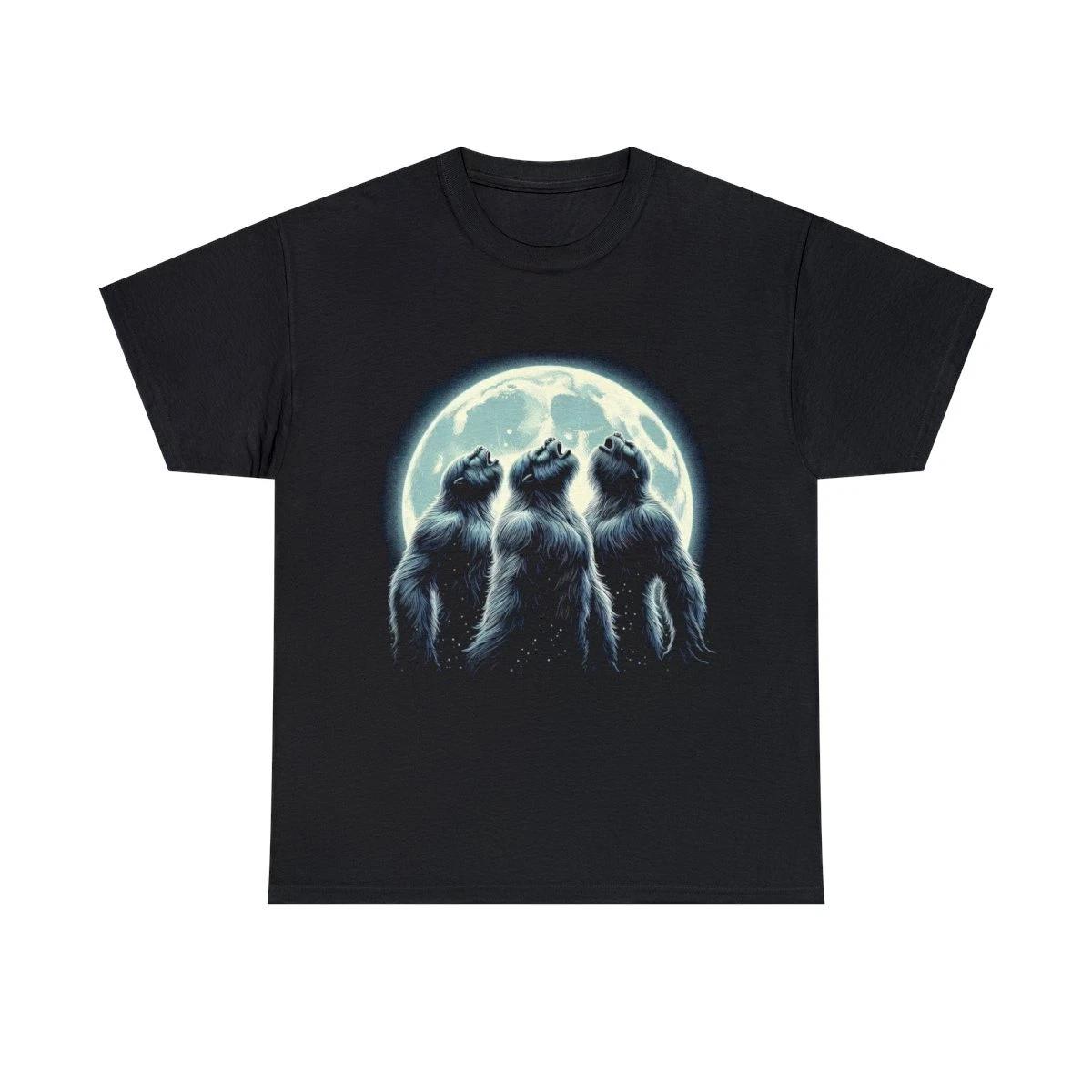 

Three Sasquatch Howling Moon Graphic Tee Shirt, S-5XL 4XL