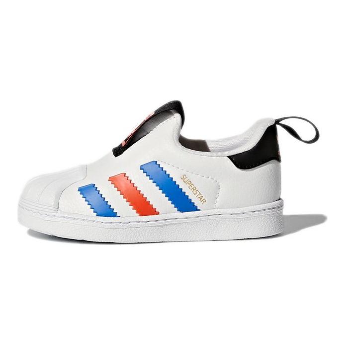 adidas Originals Superstar Winter 360 Comfortable Versatile Low-Top Walking Shoes Baby Shoes White Blue Red BY9937