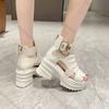 Comemore Gothic Platform Sandals Women Summer Wedges Peep Toe Gladiator Shoes Woman Thick Bottom 8cm High Heels Sandalias Mujer