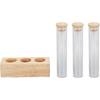 Asixxsix Coffee Bean Jars Canisters, Glass Tubes Single Dose Coffee Bean Storage with Wooden Display Stand & Airtight Lids, Coffee Bean Cellar