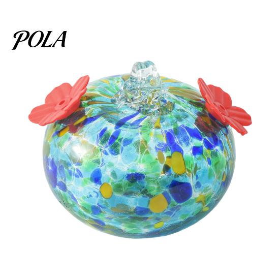 Blown Glass Hummingbird Feeder, Outdoor Hanging Colorful Nectar Feeder with Two Flower Feeding Ports for Garden Backyard Decor Sale Goods