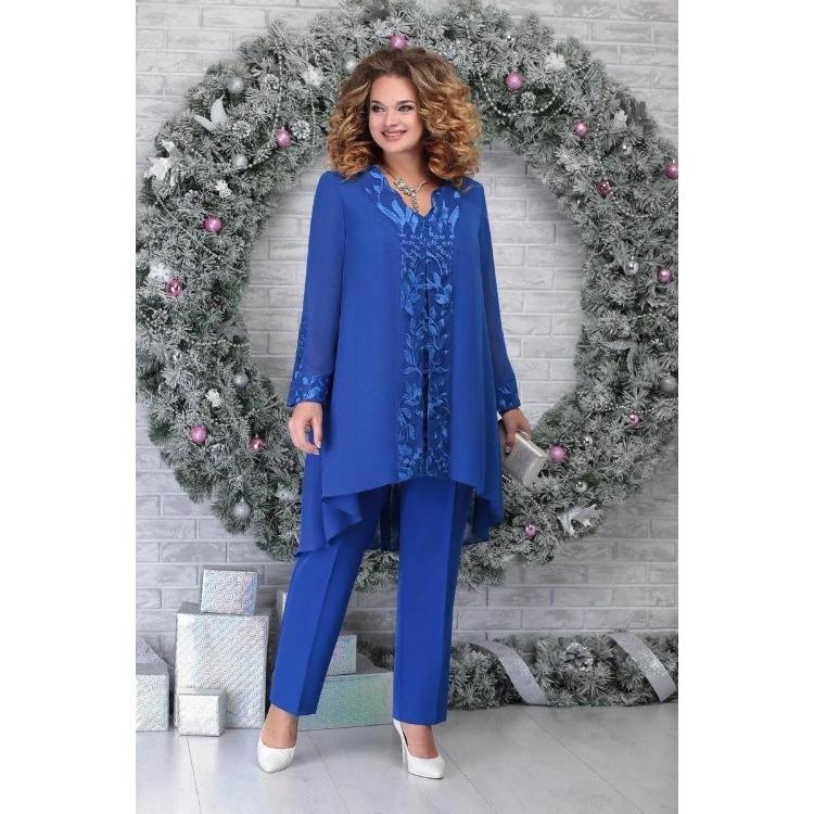 New Plus Size Women 3 Pieces Patchwork Embroidery Evening Dress Set Slim Fit Cocktail Party Formal Occasion
