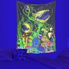 1pc UV Responsive Skull Tapestry, Flower and Mushroom Fluorescent Tapestry, Bedroom Aesthetic Decorative Wall Hanging