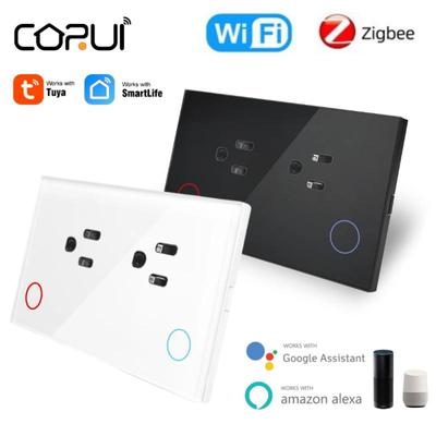 Corui Tuya Wifi Zigbee Smart Touch Plug Switch Us Socket Panel 15a Smart Life App Alexa Google Home Voice Control Need Neutral