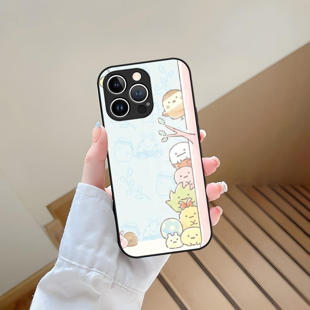 Cartoon Sumikko Gurashi Phone Case Tempered Glass For IPhone 13 17 15 16 14 12 11 Pro Max Plus Mini XR XS SE2020 Coque