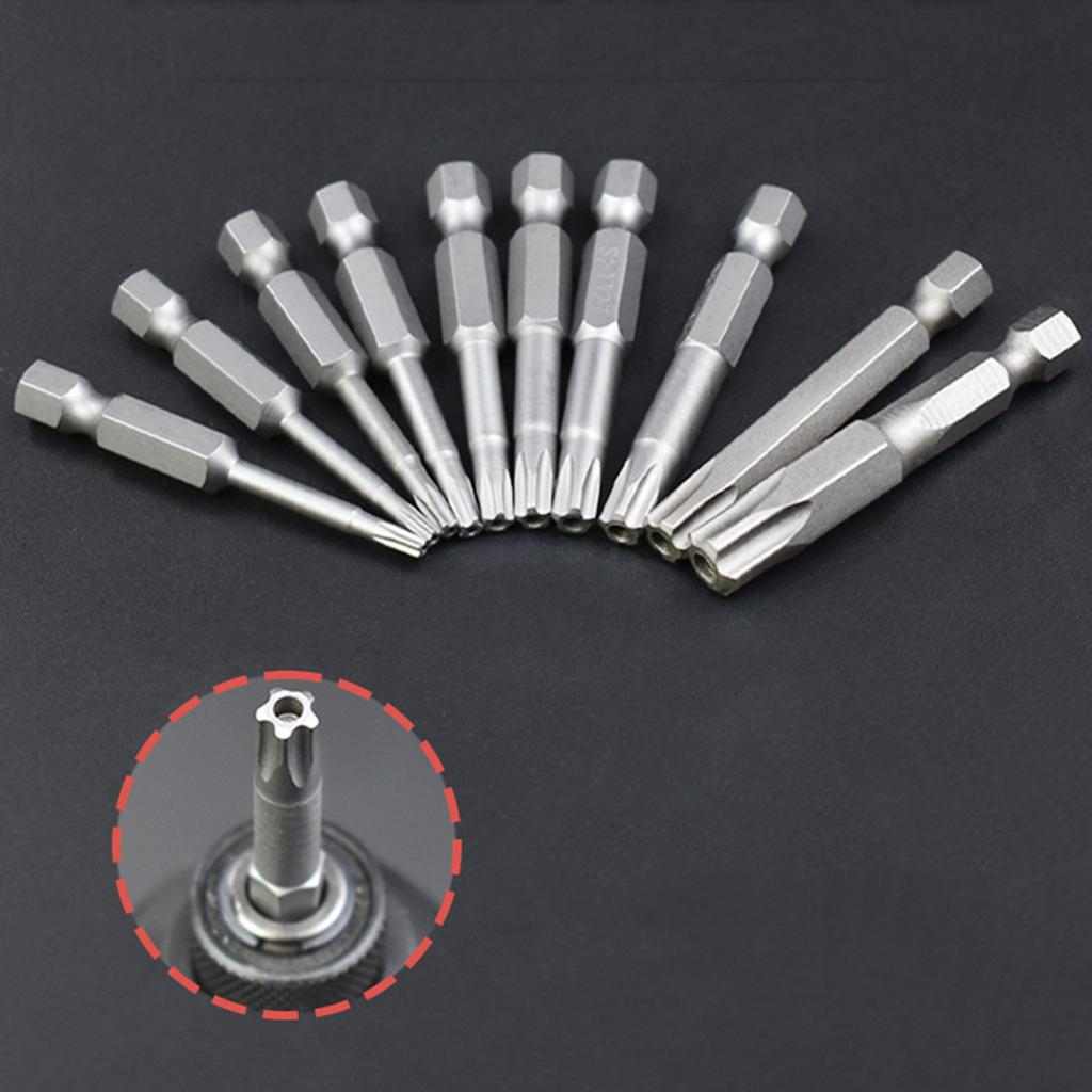 10Pcs Blossom Head Screwdriver Bit Set Magnetic Drill Bit Extension Holder 1/4inch Hex Shank Security 50mm