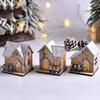 Merry Christmas DIY Xmas Wooden House Glowing Castle Mini Christmas LED Light Luminous Cabin Tabletop Decor