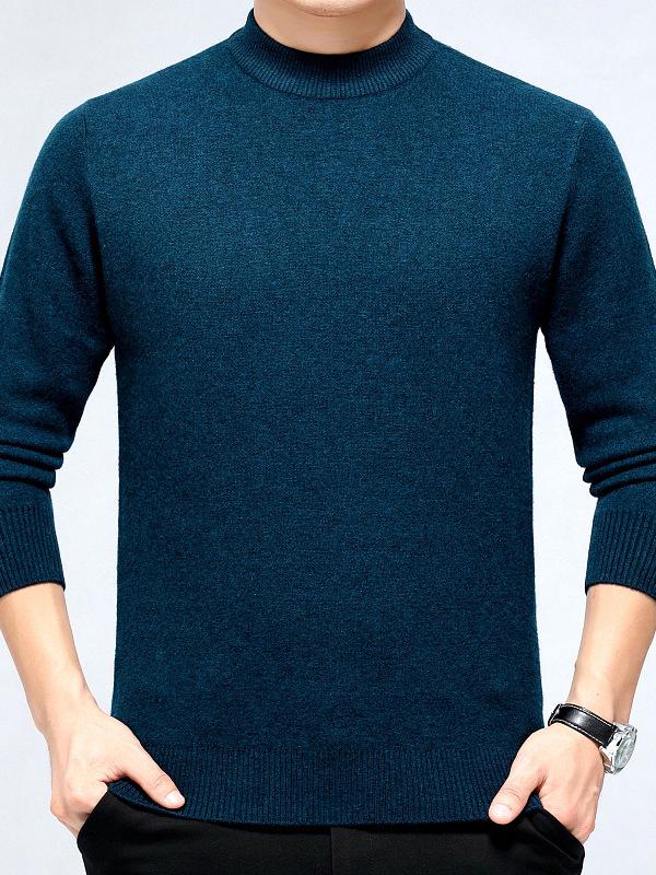 Herren Business Casual dicker Kaschmirpullover - Neuer Stil, Halbhoher Rundhalsausschnitt, 100% Reines Kaschmir, Hochwertige Basisschicht