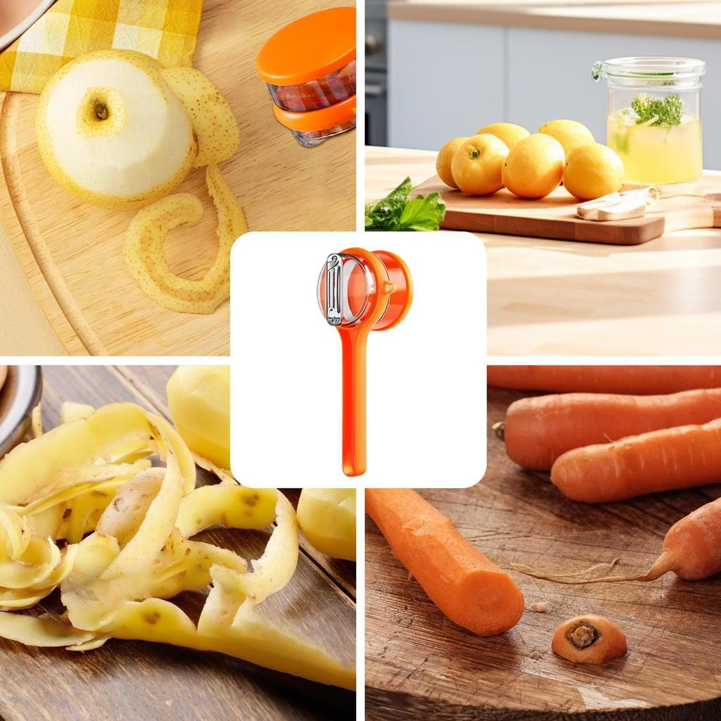Fruit and Vegetable Peeler with Container 2-in-1 Stainless Steel Peeling Knife Multifunctional Kitchen Gadget for Carrots Potato