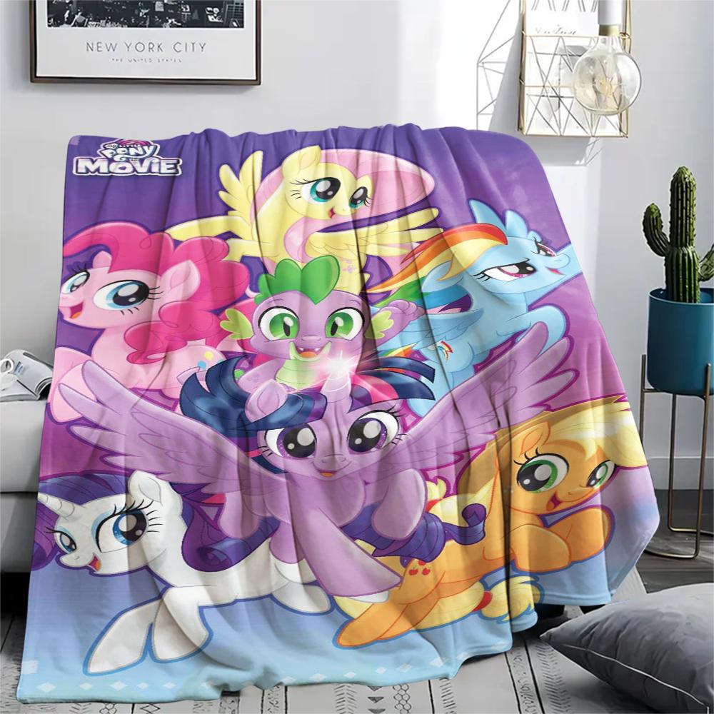 1Pc My Little Pony Print Flannel Blanket, High quality Comfortable for All Seasons, Home Decor, Warmth and Comfort, Perfect for Gifts