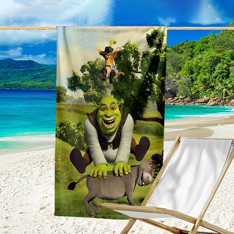 Asciugamano da Spiaggia Ultra Morbido a Tema Shrek, Ideale per Piscina - Campeggio, Immersioni - Essenziale da Viaggio Perfetto, Asciugamano da Spiaggia Vivace.
