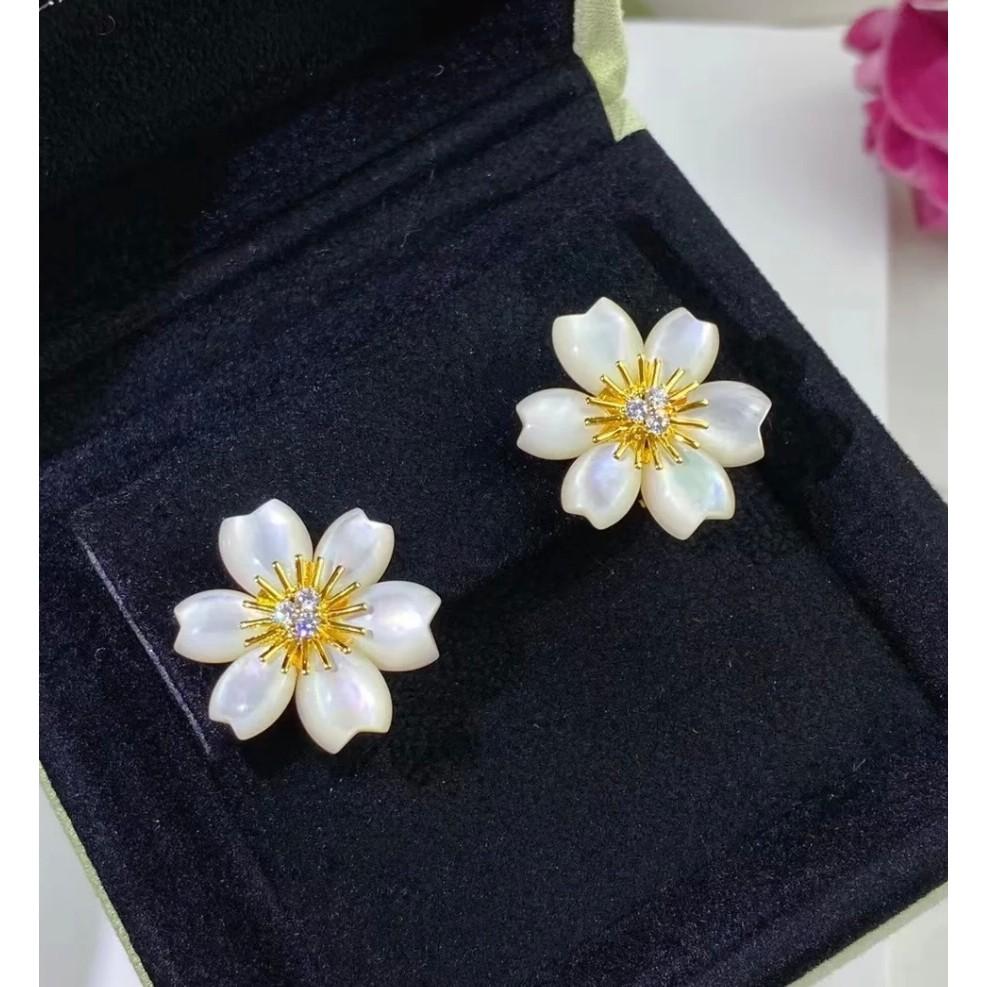 

Серьги-цветы Серьги Клевер из чистого серебра + материал азиатского золота оригинальный логотип гальванопокрытие 18К Earring