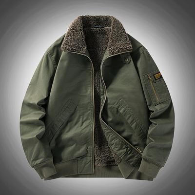 Autumn and Winter Velvet Thickened Casual Tooling Jacket Thermal Wear-resistant Jacket Men