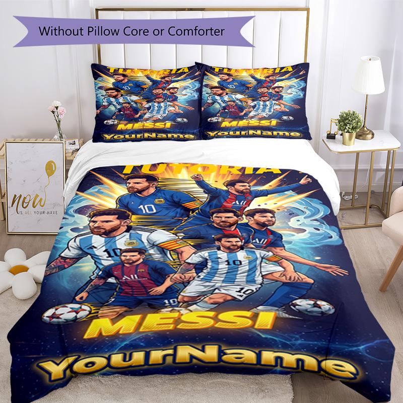 Messi 69 Customize your name Bedding Set Breathable Duvet Cover with Pillowcases Home Decoration Birthday Gift