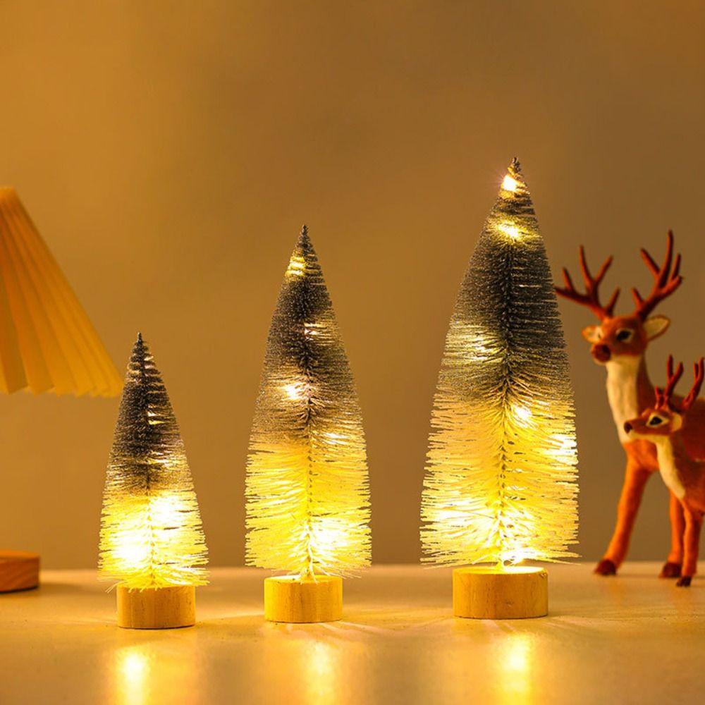 Double Color Christmas Tree Ornament Creative Micro Landscape Model Snow Pine Tree  Gift