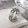 925 Silver Ring Vintage Hollow Out Design and Delicate Vintage Flower Hip Pop Rings Fine Jewelry Gift For Women Men