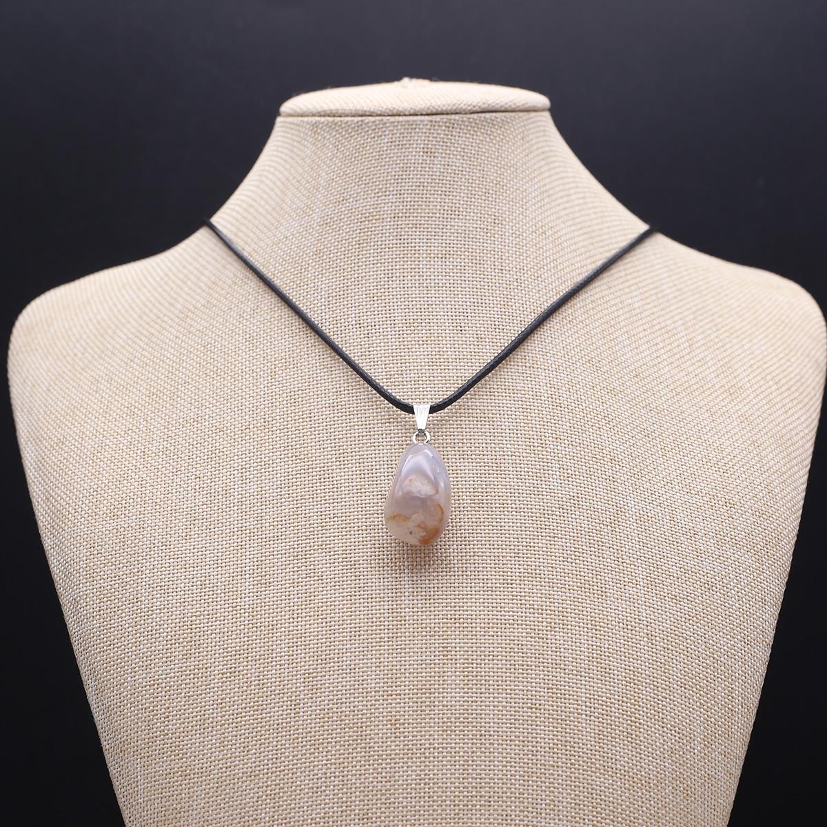 

1 шт. в партии ожерелье из натурального камня, кулон, нерегулярный кристалл, кварц, агат, лазурит, веревочная цепочка, ожерелья для женщин и мужчин, ювелирные изделия, подарки 15 × 25-20 × 30 мм 1Pcs/Sakura Stone