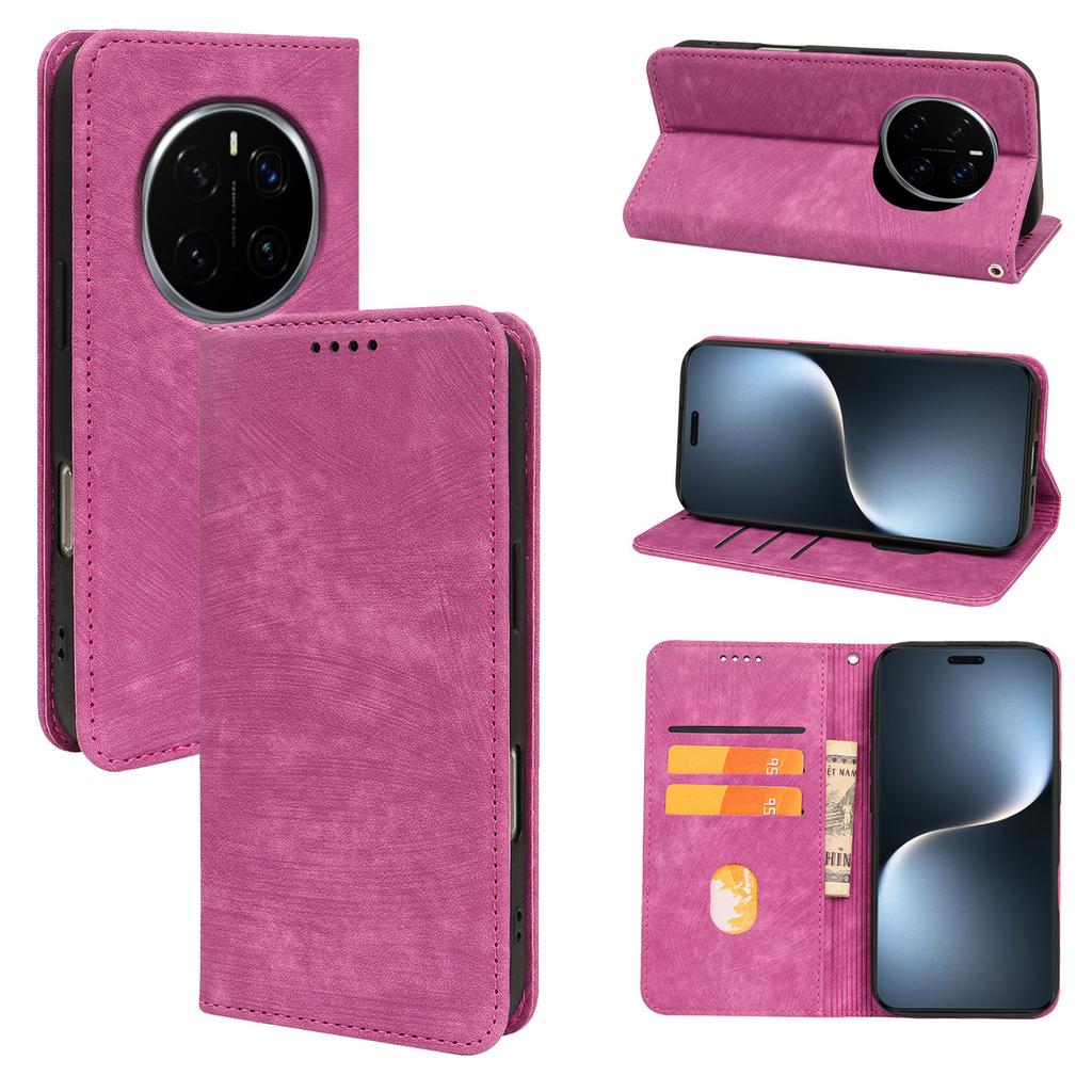 For Honor Magic7 Pro 5G Case Strong Magnetic Leather Wallet Phone Cover with Striped Texture