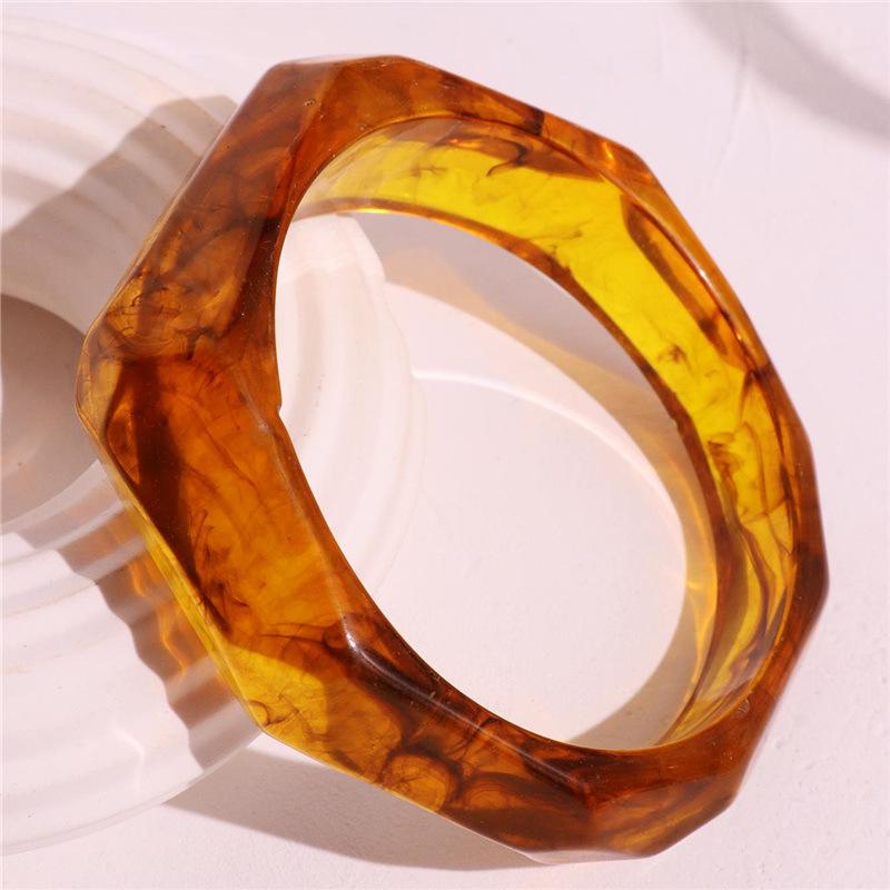 Geometric Resin Bangles Irregular Retro Hand Ring Temperament Chunky Bracelets  Lady