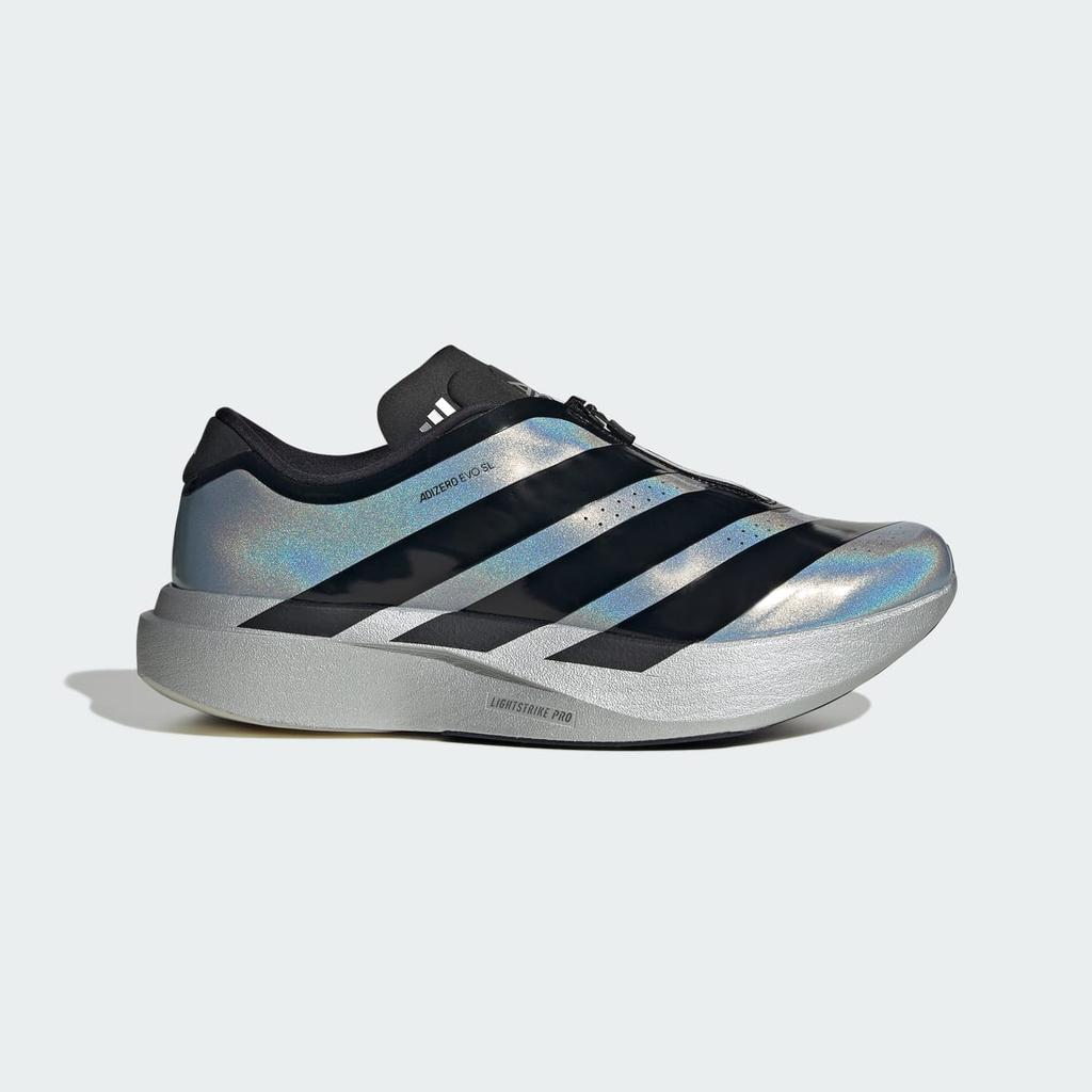 adidas ADIZERO EVO SL ZIP KH7787 Men's Performance Sports Shoes Silver Metallic / Core Black / Halo Silver