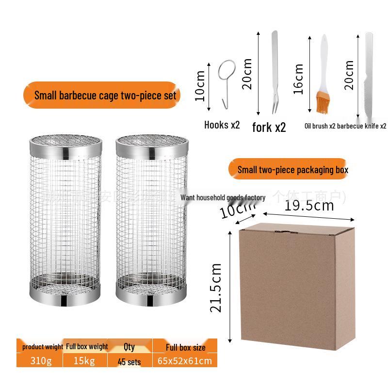 Stainless Steel Rolling BBQ Basket - Outdoor BBQ Tool