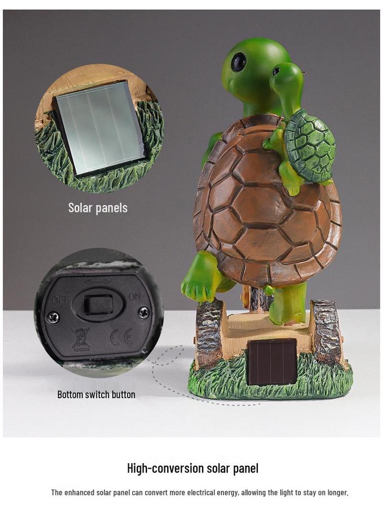 Solar LED Resin Bonsai Turtle On Bicycle Garden Night Light Ornament
