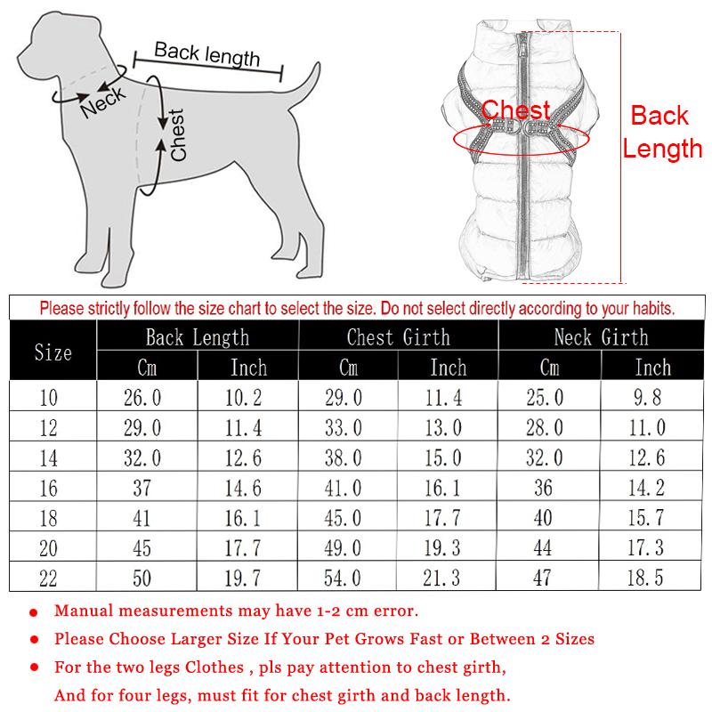 Dog Clothes Harness Winter Jacket Adjustable For Small Medium Dogs Cats Windproof Vest Waterproof Clothing Puppy Pet Jumpsuit