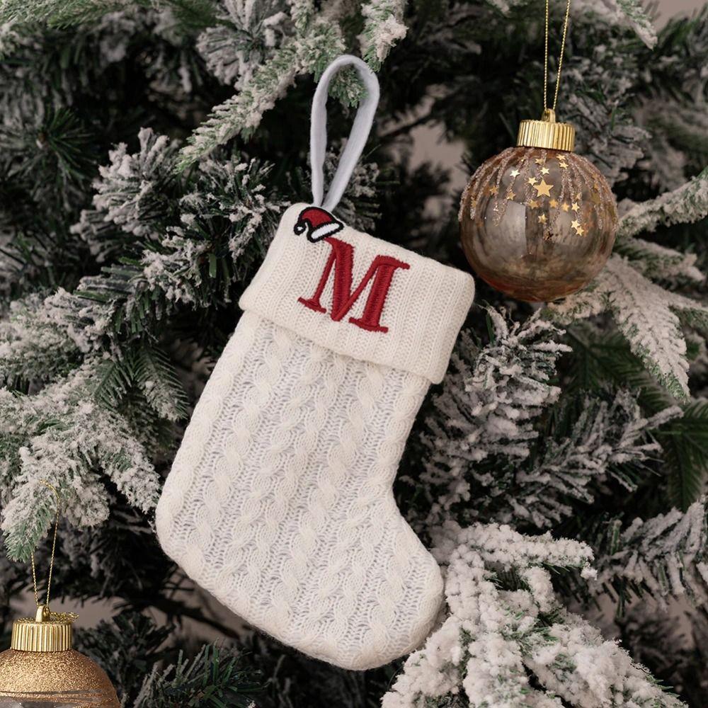 Embroidered Christmas Socks Alphabet Christmas Tree Pendant  Christmas Tree