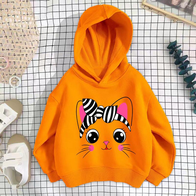 Girls' Shoulder Sweater Hooded Long-sleeved Loose Sweatshirt Casual Comfortable Hoodies Sweatshirts Girls