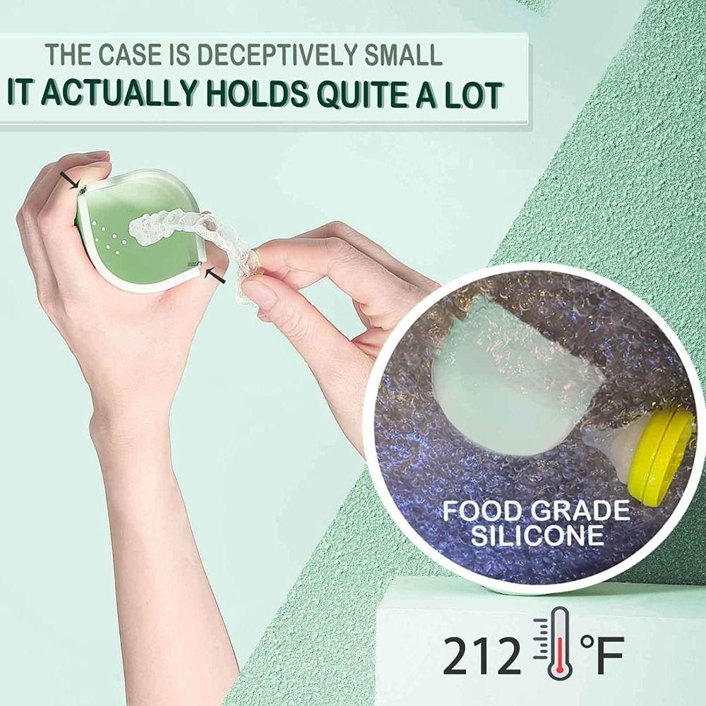 Container Self-Closing Denture Bag False Teeth Storage Box Silicon Denture Case Denture Bathing Box