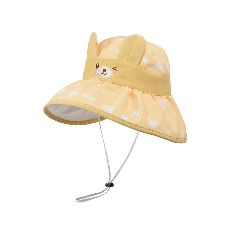 

1095 summer cartoon bear children empty top hat outdoor shading sun protection hat girl cute big eaves bucket hat