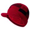 High Quality Fur Add Cotton Lined Brim Winter Hats Casual Beanies Hat For Men Square Block Design Wool Knitted Hat