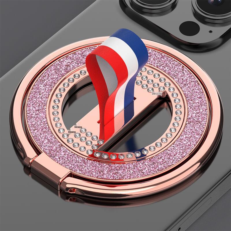 360° Rotating Glitter Diamond Ring Buckle Phone Holder with Magnetic Magsafe Compatibility