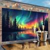 VIKAMA Aurora Forest Natural Tapestry  ScandinavianStyle Decorative Piece For The Living Room Bedroom Or Bedside