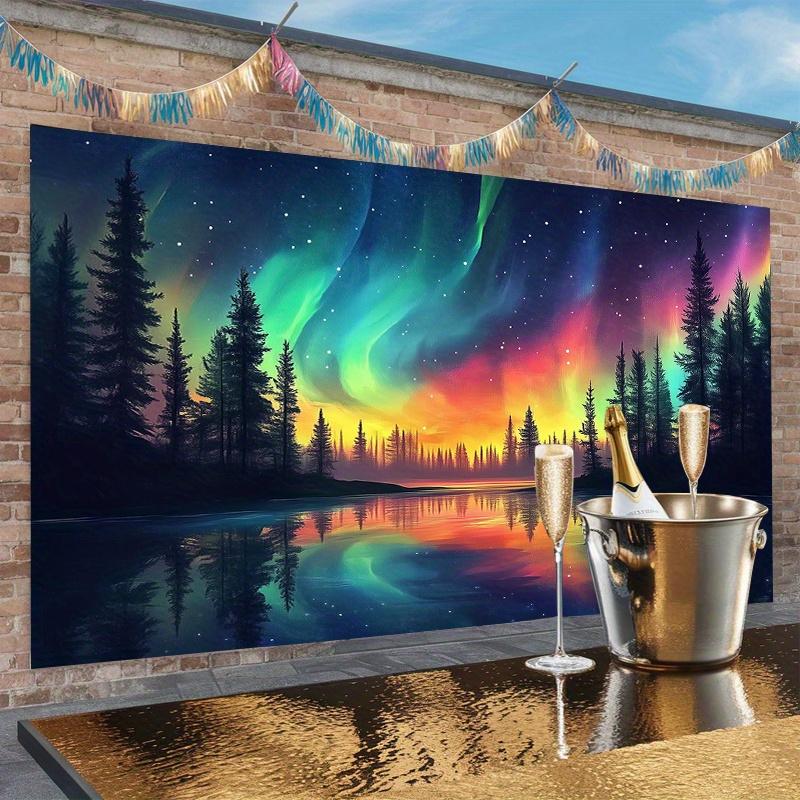 VIKAMA Aurora Forest Natural Tapestry  ScandinavianStyle Decorative Piece For The Living Room Bedroom Or Bedside