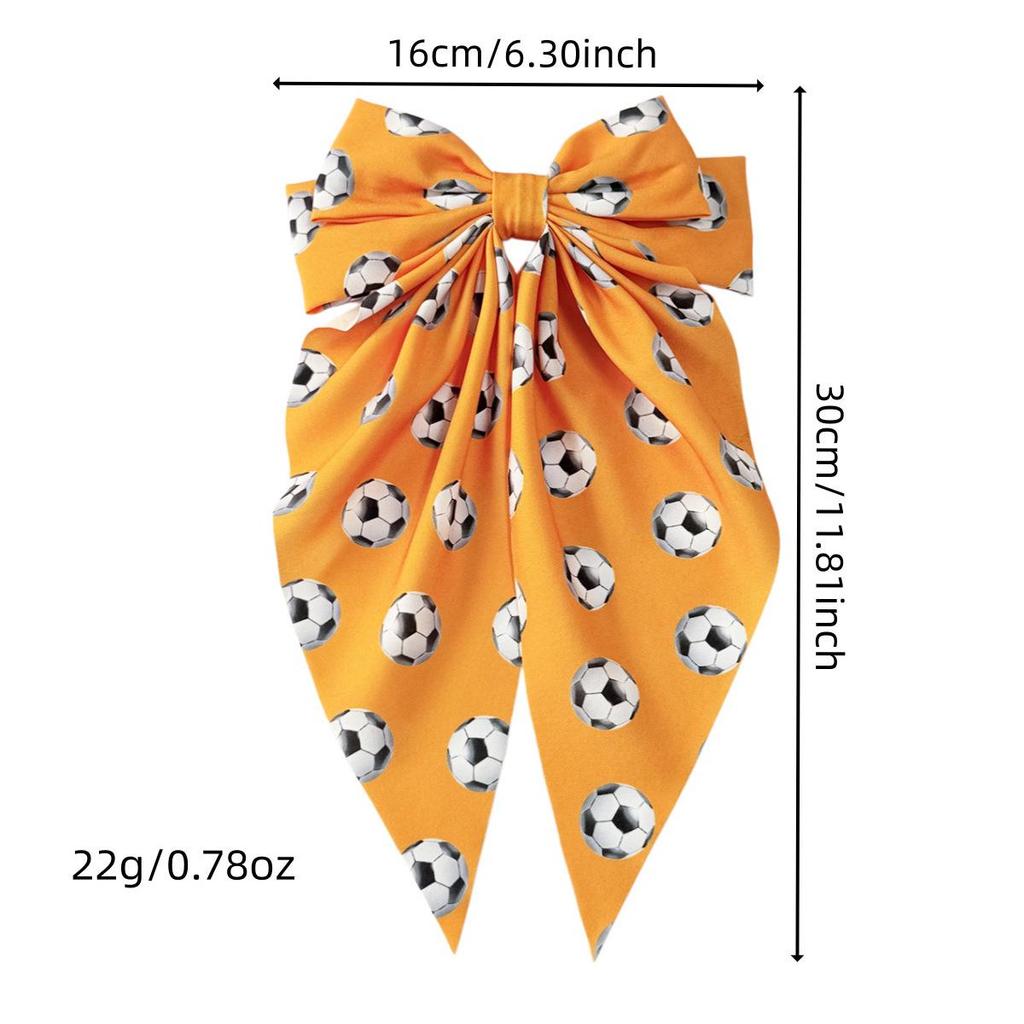 World Cup Football Print Hair Bow with Ribbon - US, Canada, Mexico Edition