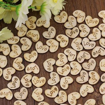 100x Love Heart No Hole Wood Buttons Sewing Craft Clothes Decor DIY Scrapbooking