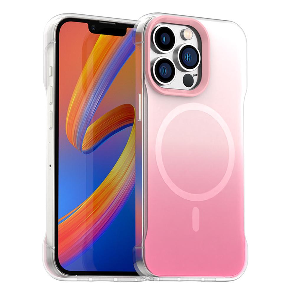For iPhone 13 Pro Max Magnetic Case Gradient Design Borderless IMD TPU+PC+PET Phone Cover